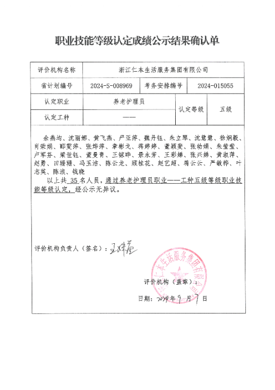 2024-S-008969职业技能等级认定成绩公示结果确认单